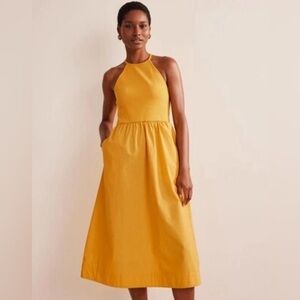 Boden Ribbed Halterneck Midi Dress in Yellow size US 6 Petite